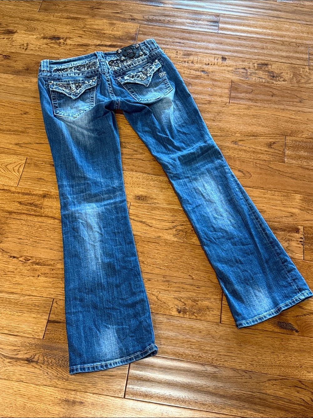 Women’s Miss Me Blue Denim Boot Cut Jeans - Embellished Back Pockets